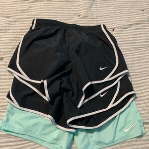 Girls Nike Black and Teal Sports Shorts